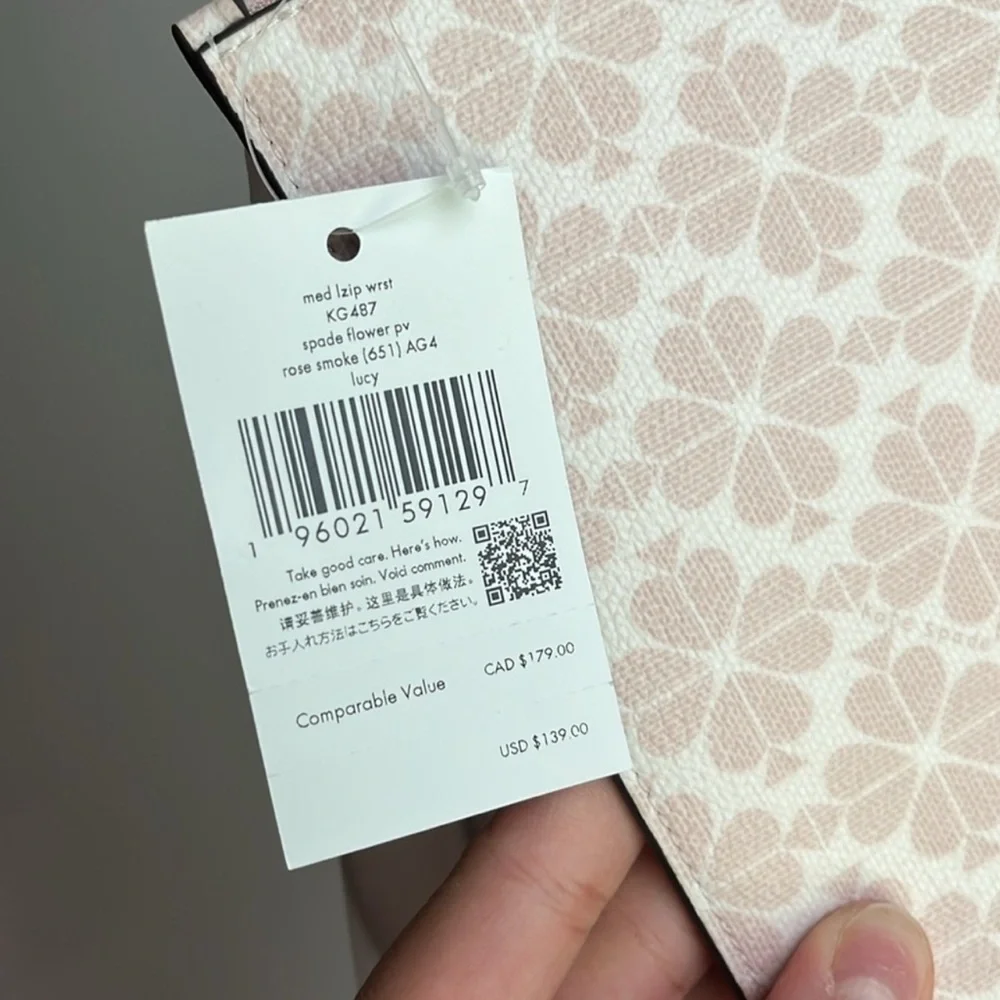 Kate Spade Pink and Cream Floral Wristlet NWT - Picture 4 of 9